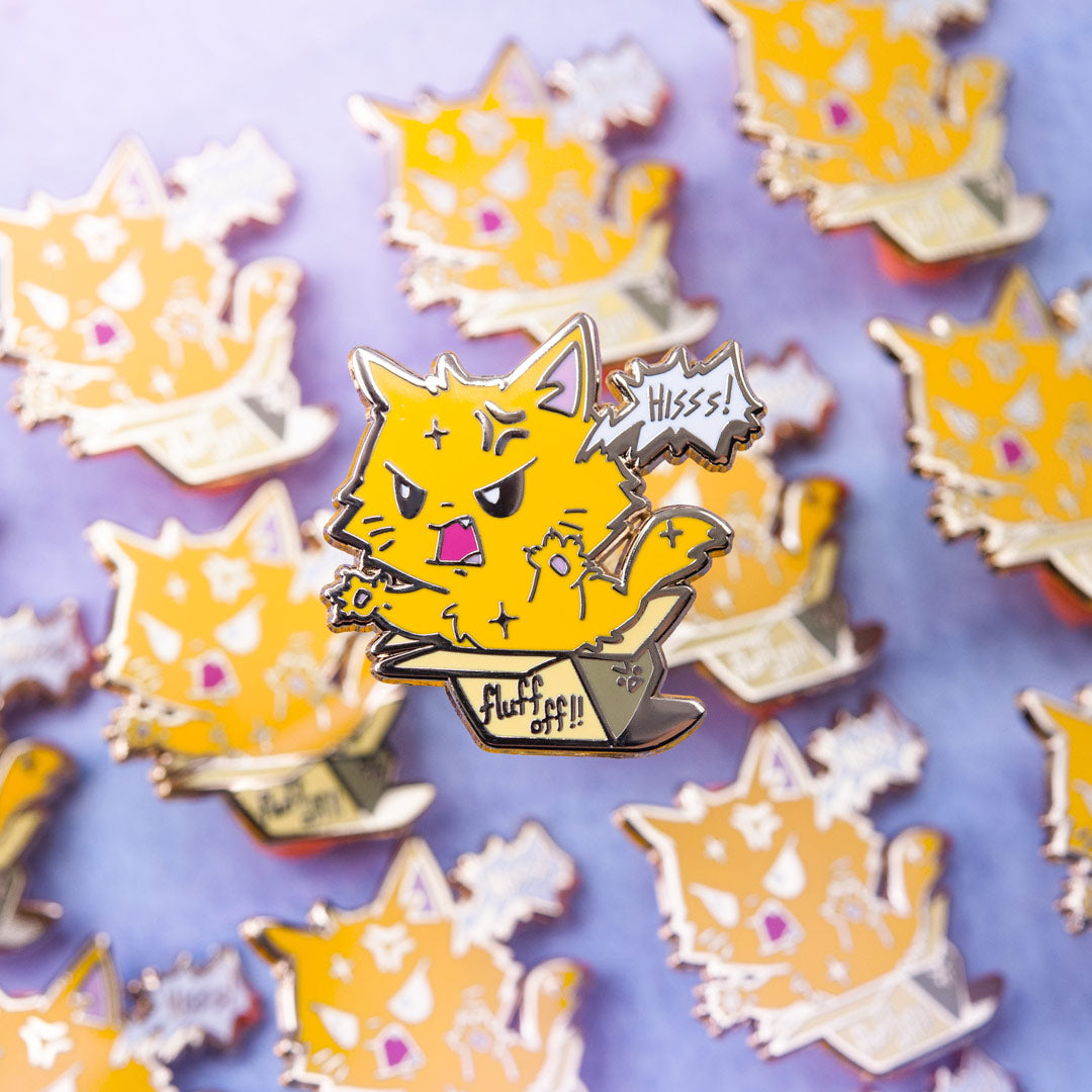 Fluff Off (Turkish Angora Cat) Enamel Pin Brooches & Lapel Pins Flair Fighter   