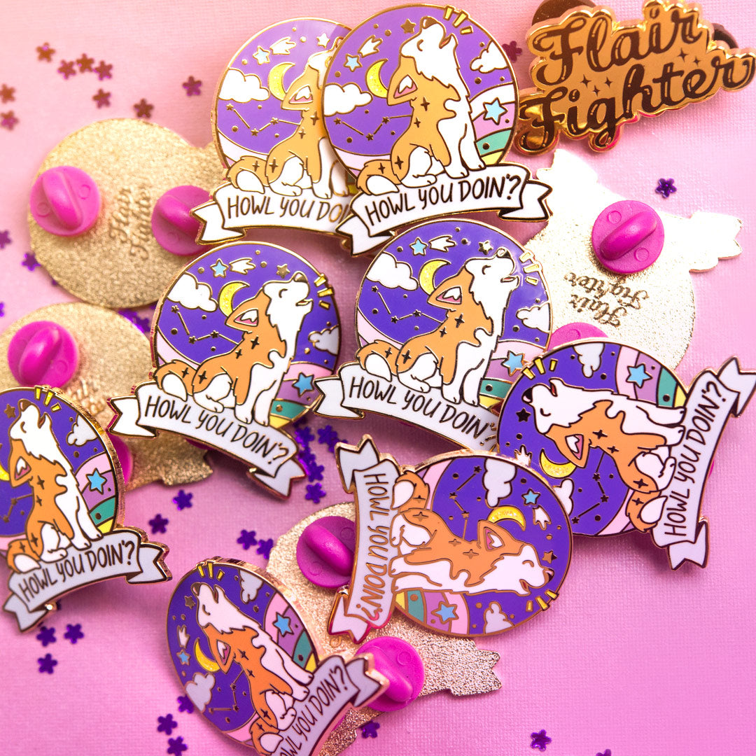 "Howl You Doin'?" Husky Enamel Pin Brooches & Lapel Pins Flair Fighter   