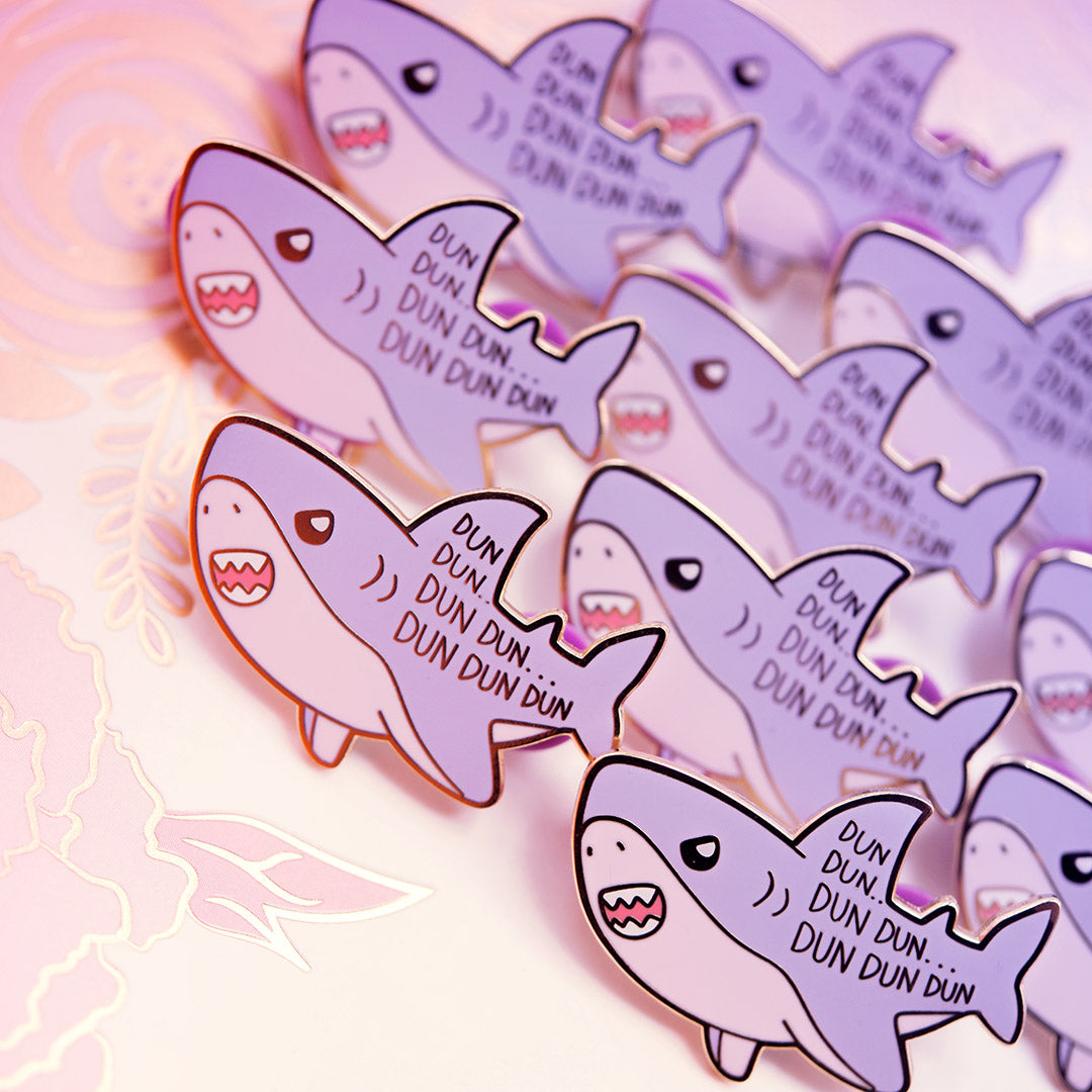 Dun Dun Dun Scary Shark Enamel Pin Brooches & Lapel Pins Flair Fighter   