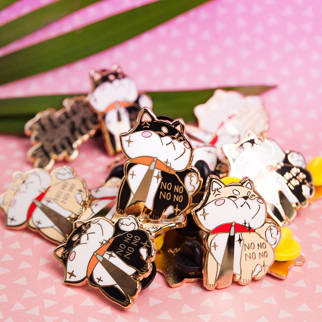 Stubborn Black & Tan Shiba Inu NO NO NO NO Enamel Pin Brooches & Lapel Pins Flair Fighter   