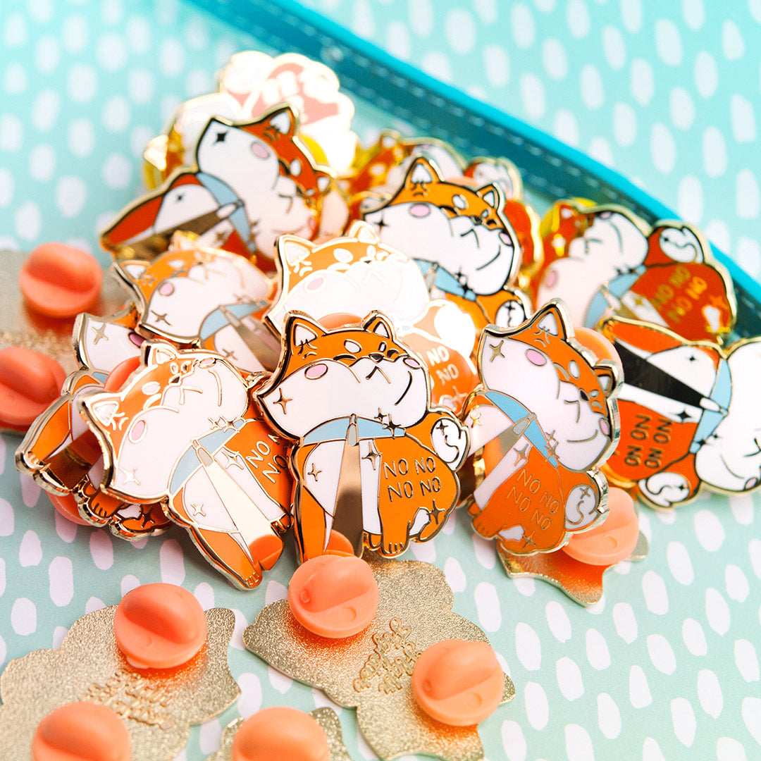 Stubborn Red Shiba Inu NO NO NO NO Enamel Pin Brooches & Lapel Pins Flair Fighter   