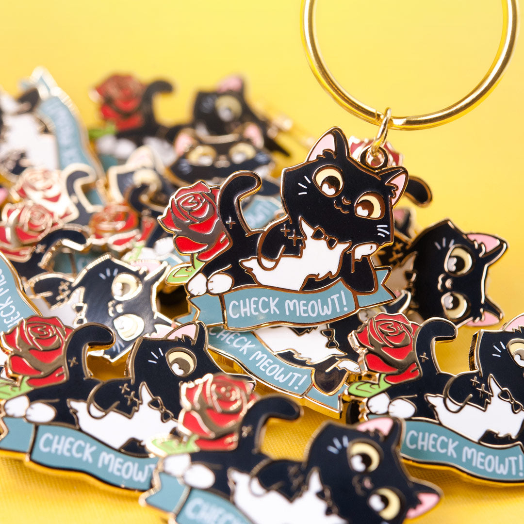 Check Meowt (Tuxedo Cat) Keychain Keychain Flair Fighter   