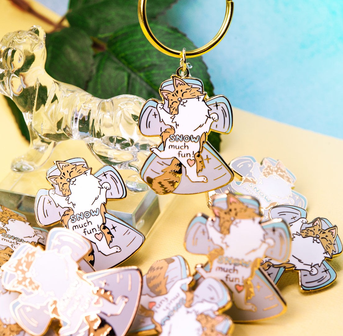 Snow Much Fun (Norwegian Forest Cat) Keychain  Flair Fighter   