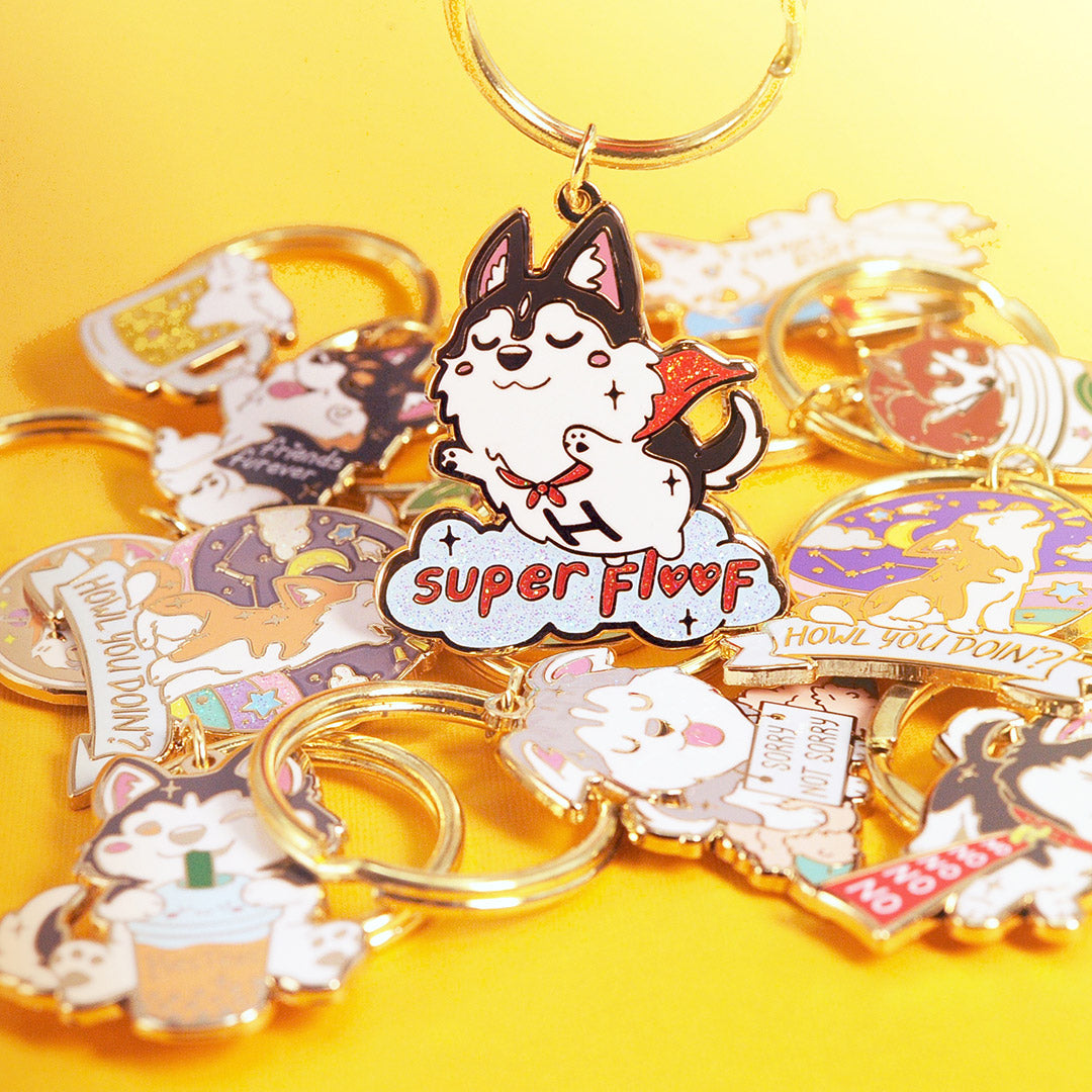 Super Floof Hero Husky Enamel Keychain  Flair Fighter   