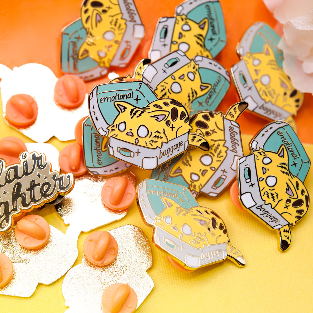 Emotional Baggage (Bengal Cat) Enamel Pin Brooches & Lapel Pins Flair Fighter   