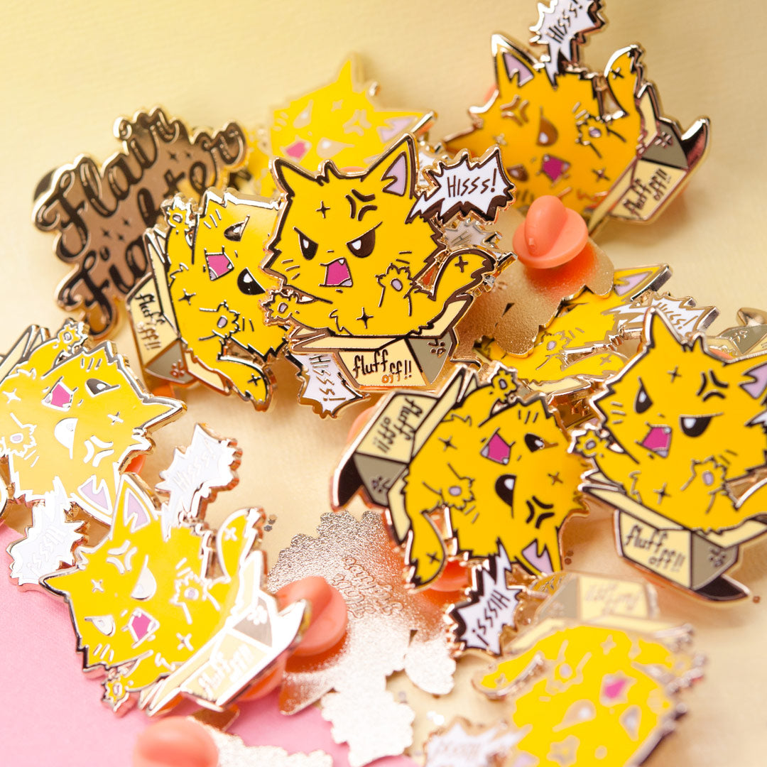 Fluff Off (Turkish Angora Cat) Enamel Pin Brooches & Lapel Pins Flair Fighter   