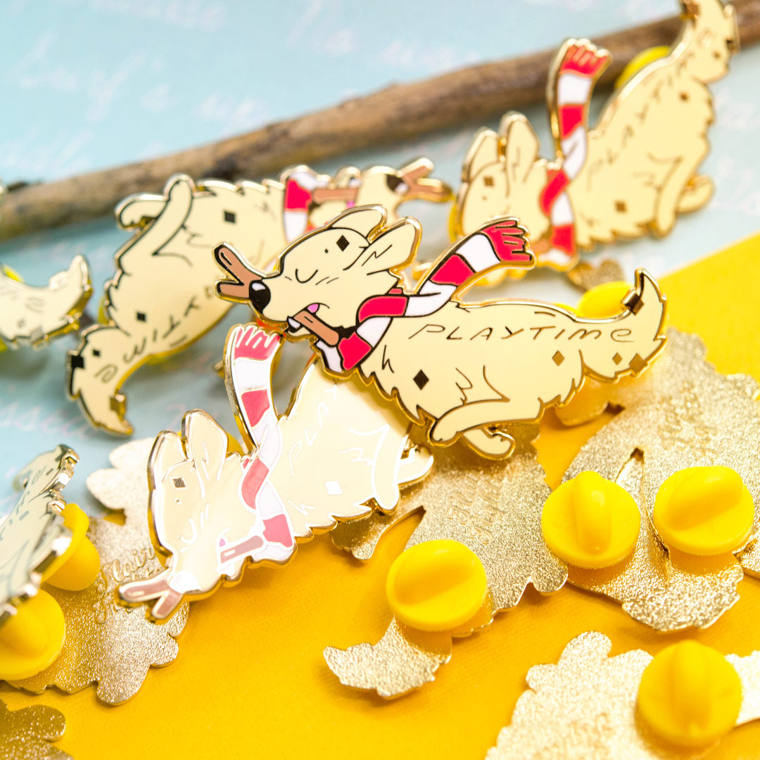 Playtime Golden Retriever Enamel Pin Brooches & Lapel Pins Flair Fighter   