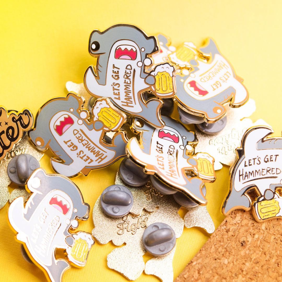 Let's Get Hammered Hammerhead Shark Enamel Pin (Gray Variant) Brooches & Lapel Pins Flair Fighter   