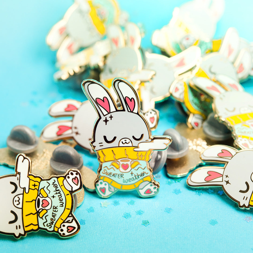 Weight Lifting Bunny Hard Enamel Lapel Pin - Working on my Buns - Flair  Fighter