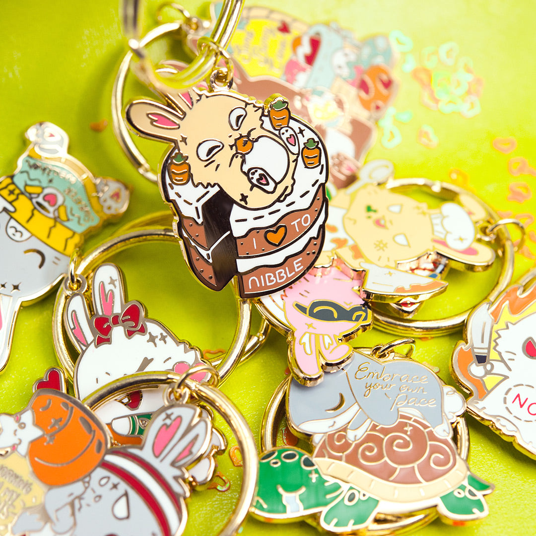 Carrot Cake Bunny Enamel Keychain  Flair Fighter   