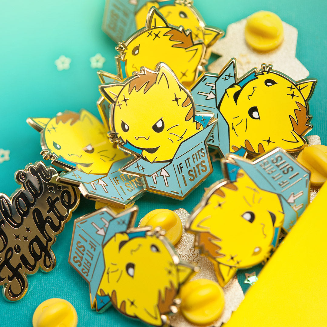 If It Fits I Sits Cat Enamel Pin Brooches & Lapel Pins Flair Fighter   