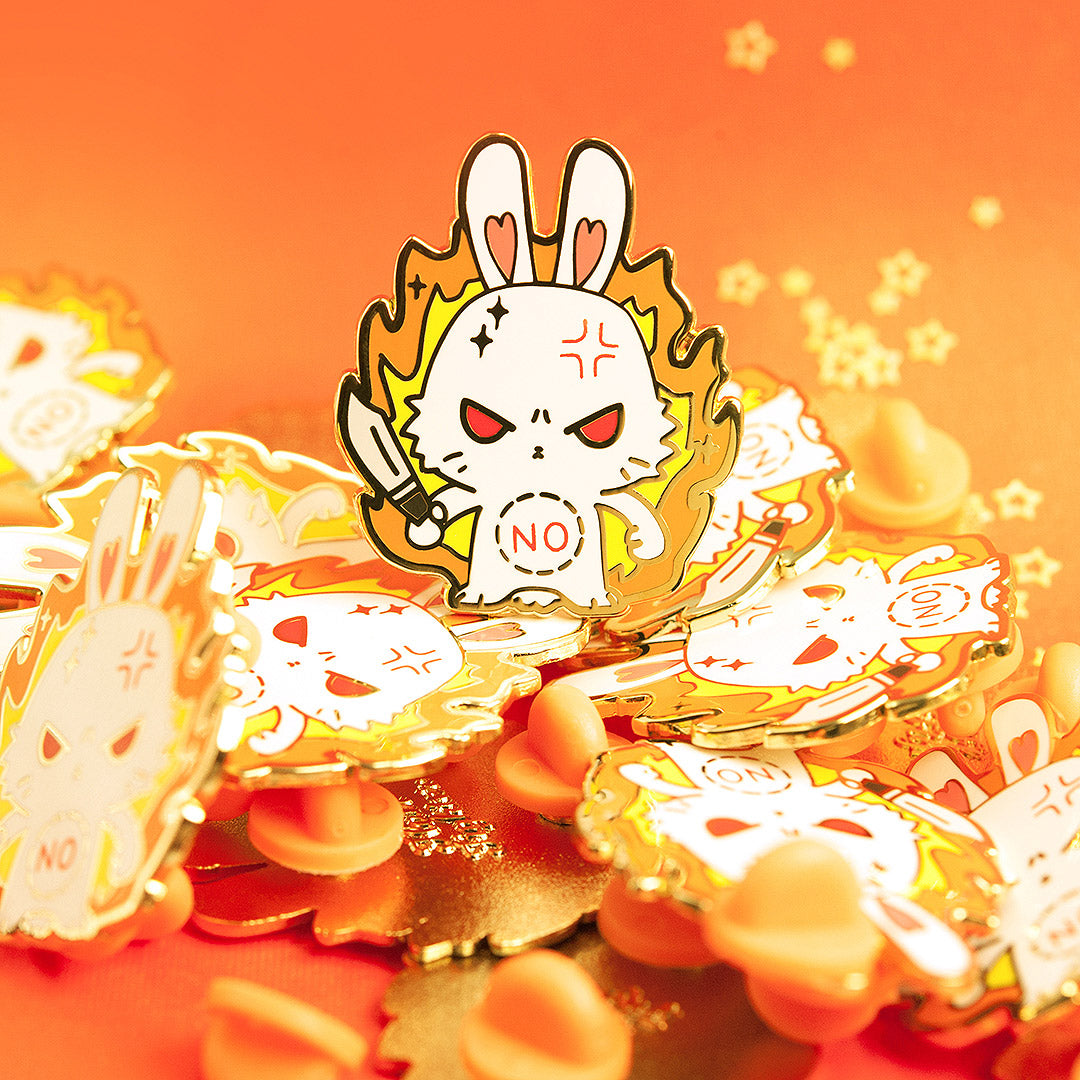 NO Bunny Enamel Pin Brooches & Lapel Pins Flair Fighter   