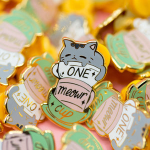 One Meowr Cup Cat Enamel Pin Brooches & Lapel Pins Flair Fighter   