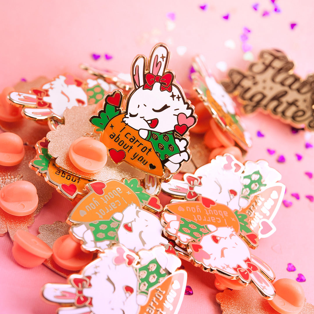 I Carrot About You Bunny Enamel Pin Brooches & Lapel Pins Flair Fighter   