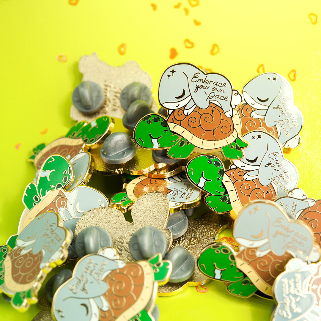 Rabbit & Turtle Enamel Pin Brooches & Lapel Pins Flair Fighter   