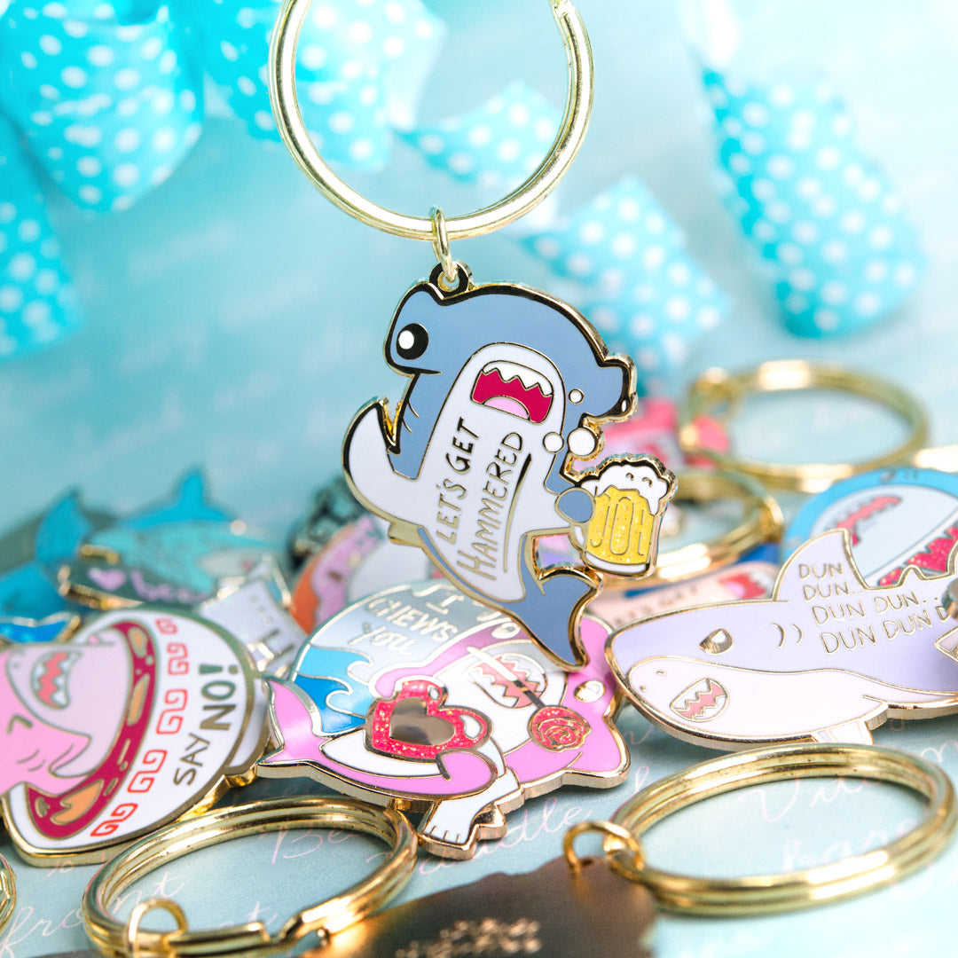 Let's Get Hammered Hammerhead Shark Enamel Keychain (Gray Variant)  Flair Fighter   