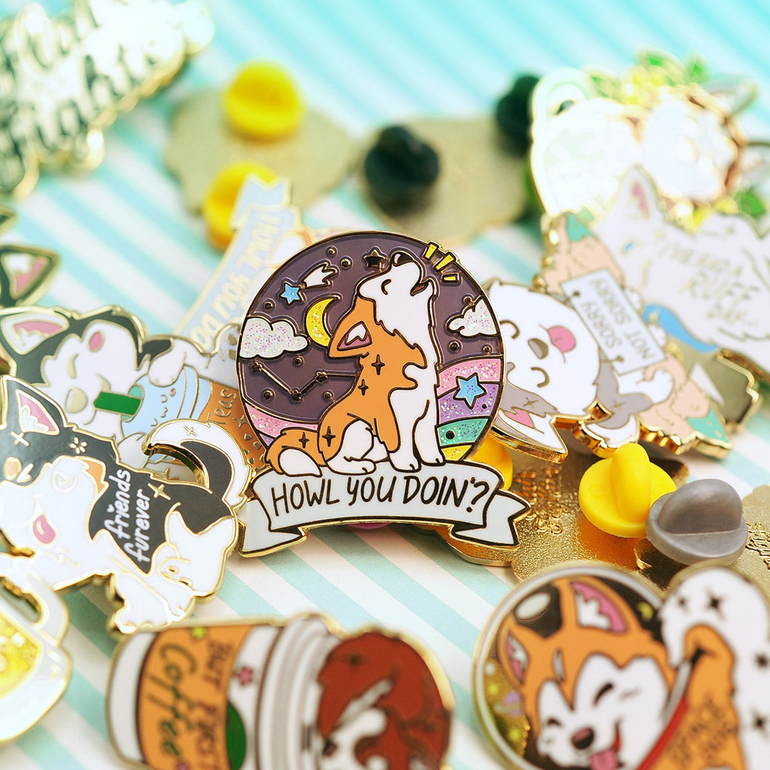 "Howl You Doin'?" Husky Enamel Pin [LIMITED EDITION] Brooches & Lapel Pins Flair Fighter   