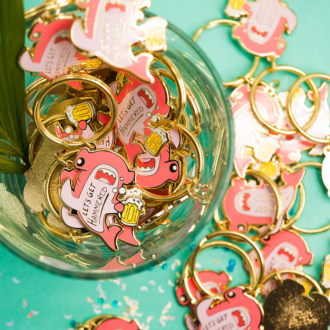 Let's Get Hammered Hammerhead Shark Enamel Keychain (Pink Variant) Keychains Flair Fighter   