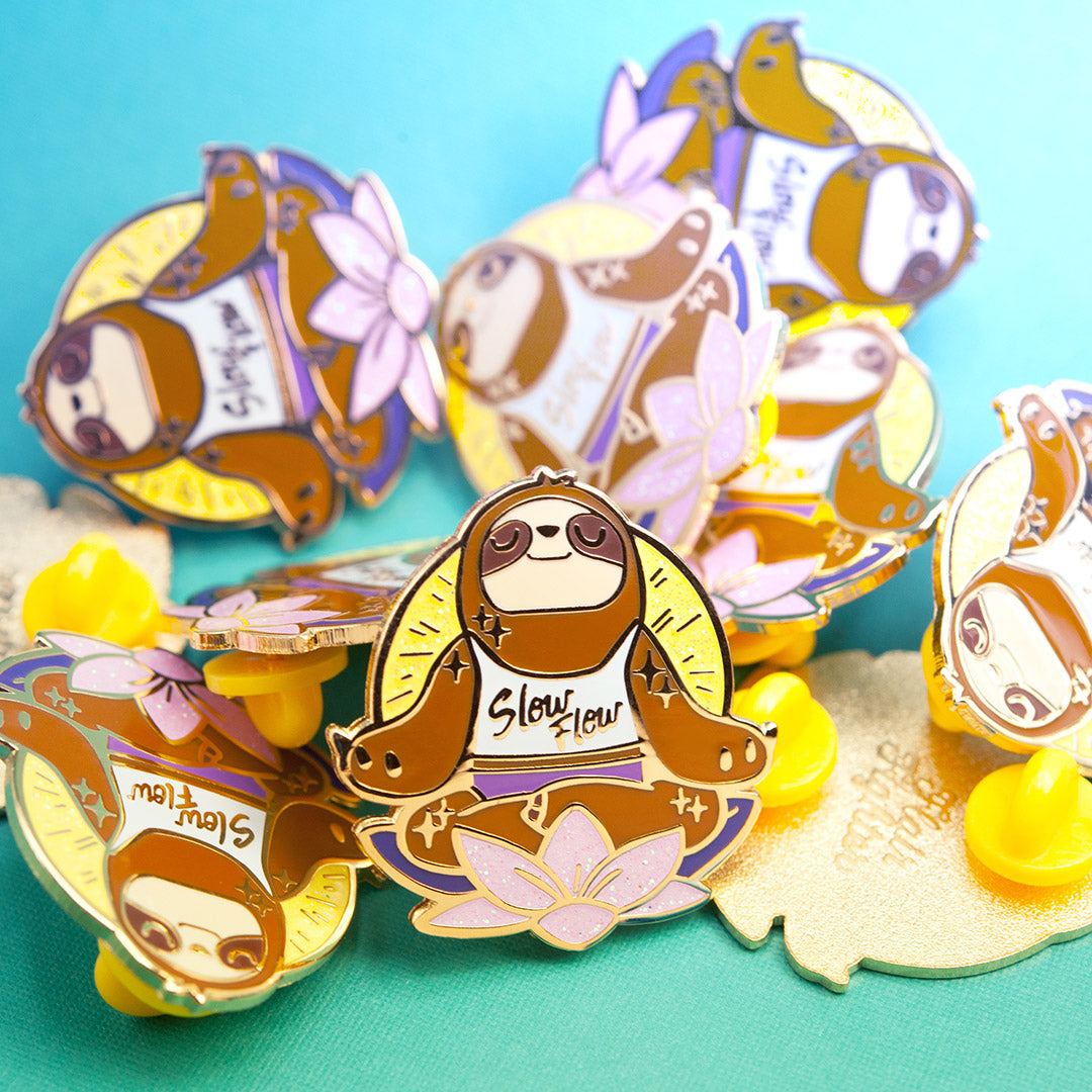 Slow Flow Yoga Meditation Sloth Enamel Pin Brooches & Lapel Pins Flair Fighter   