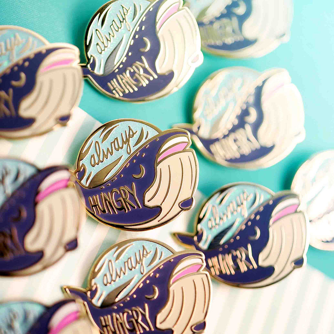 "Always Hungry" Blue Whale Enamel Pin Brooches & Lapel Pins Flair Fighter   