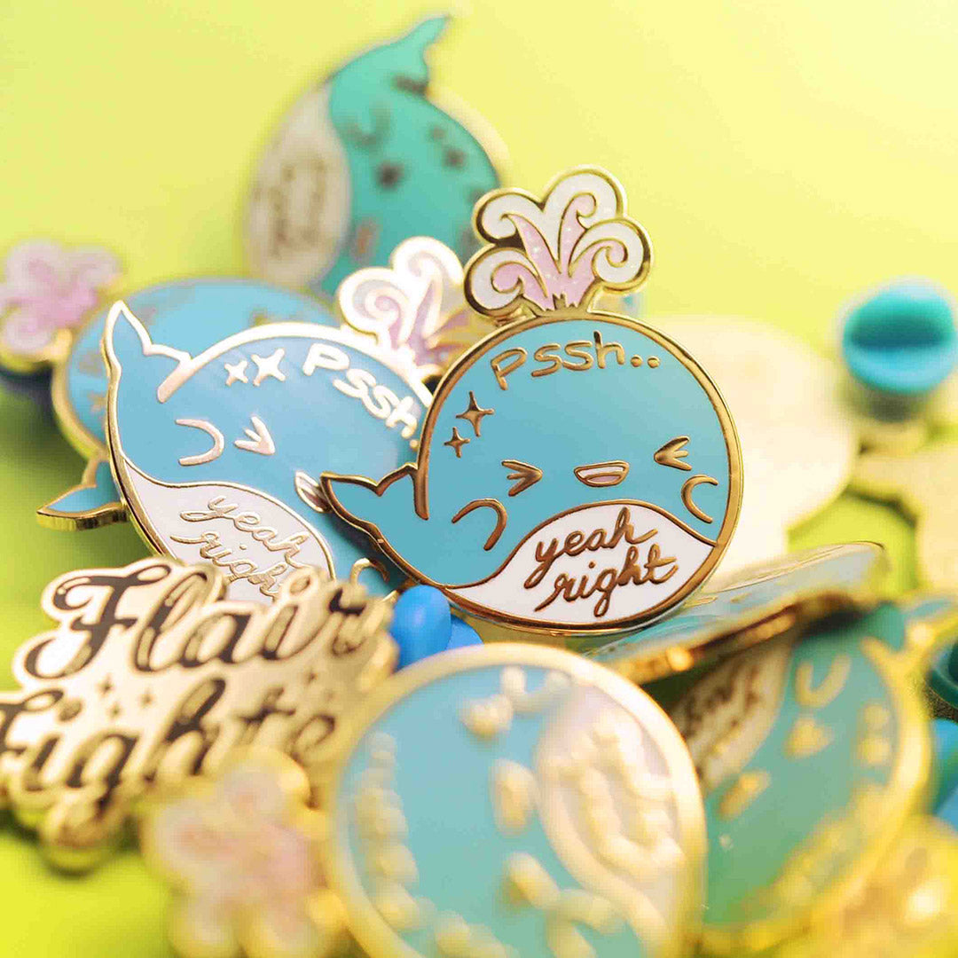 "Pssh.. Yeah Right" Whale Enamel Pin Brooches & Lapel Pins Flair Fighter   