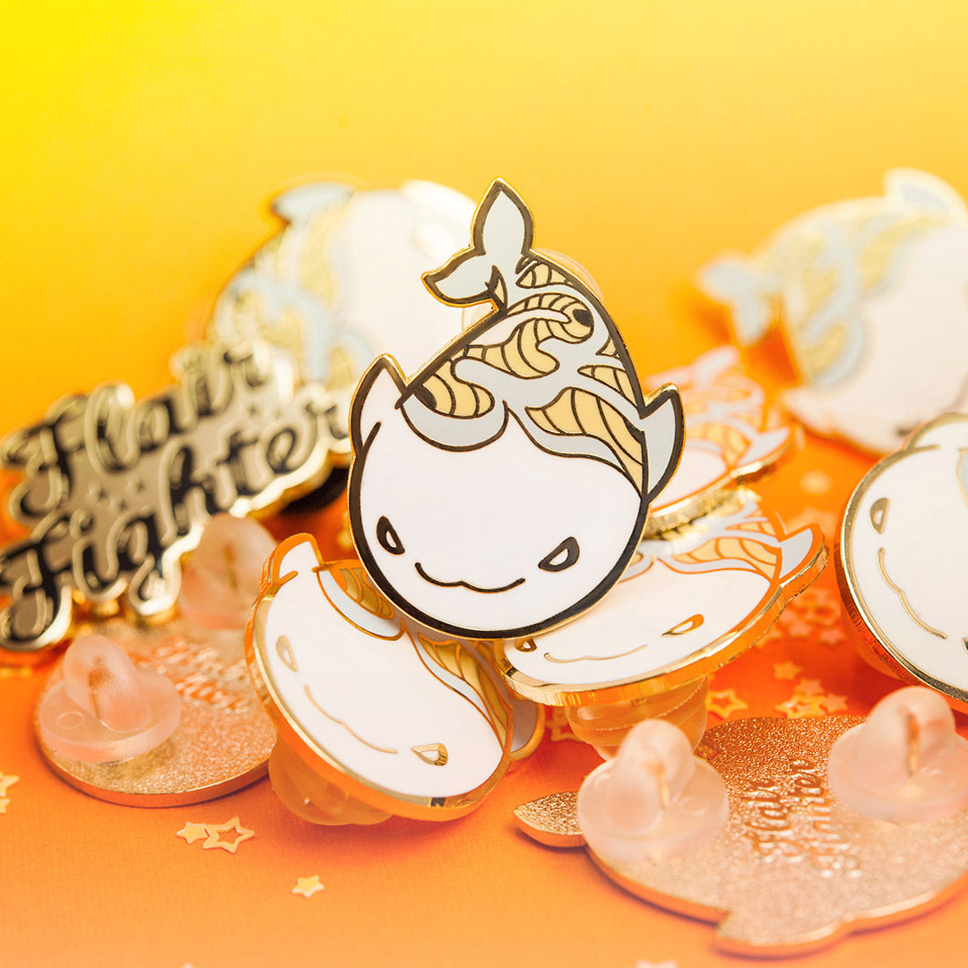 White Whale Enamel Pin Brooches & Lapel Pins Flair Fighter   