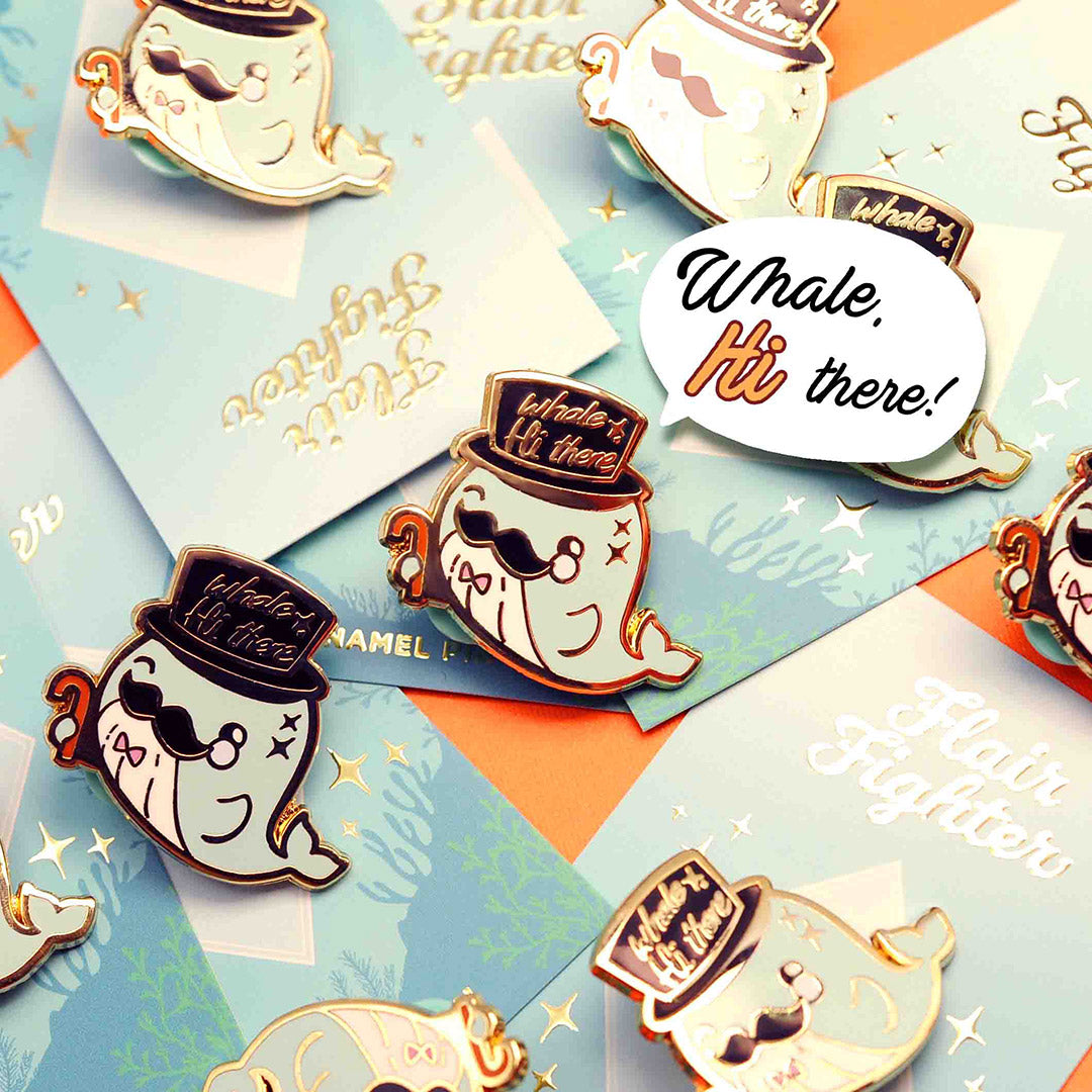 "Whale Hi There" Gentleman Whale Enamel Pin Brooches & Lapel Pins Flair Fighter   