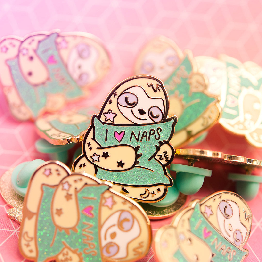 I Heart Naps Sloth Enamel Pin Brooches & Lapel Pins Flair Fighter   