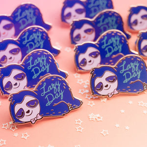 Lazy Day Sleepy Sloth Enamel Pin Brooches & Lapel Pins Flair Fighter   