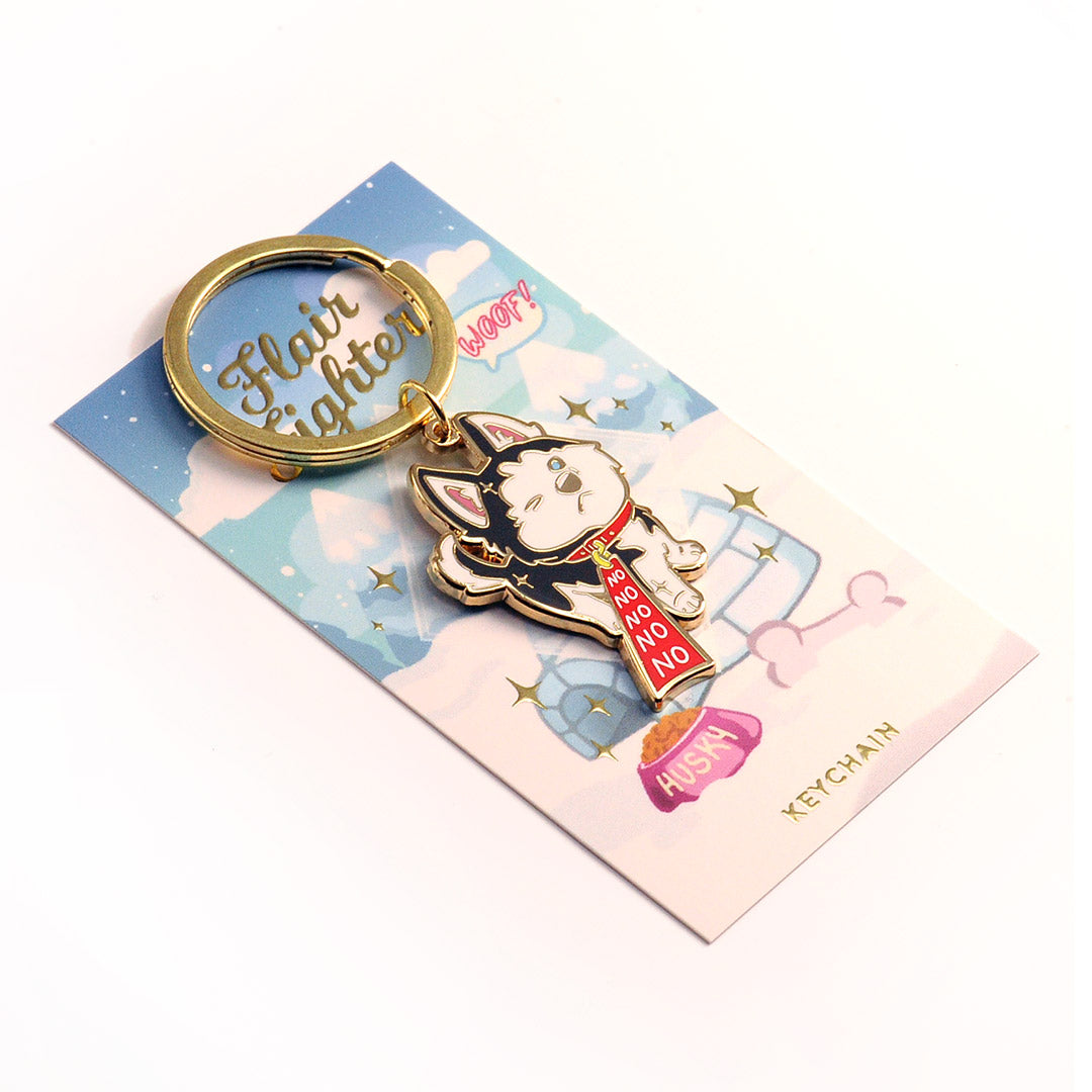 Stubborn Husky Enamel Keychain  Flair Fighter   