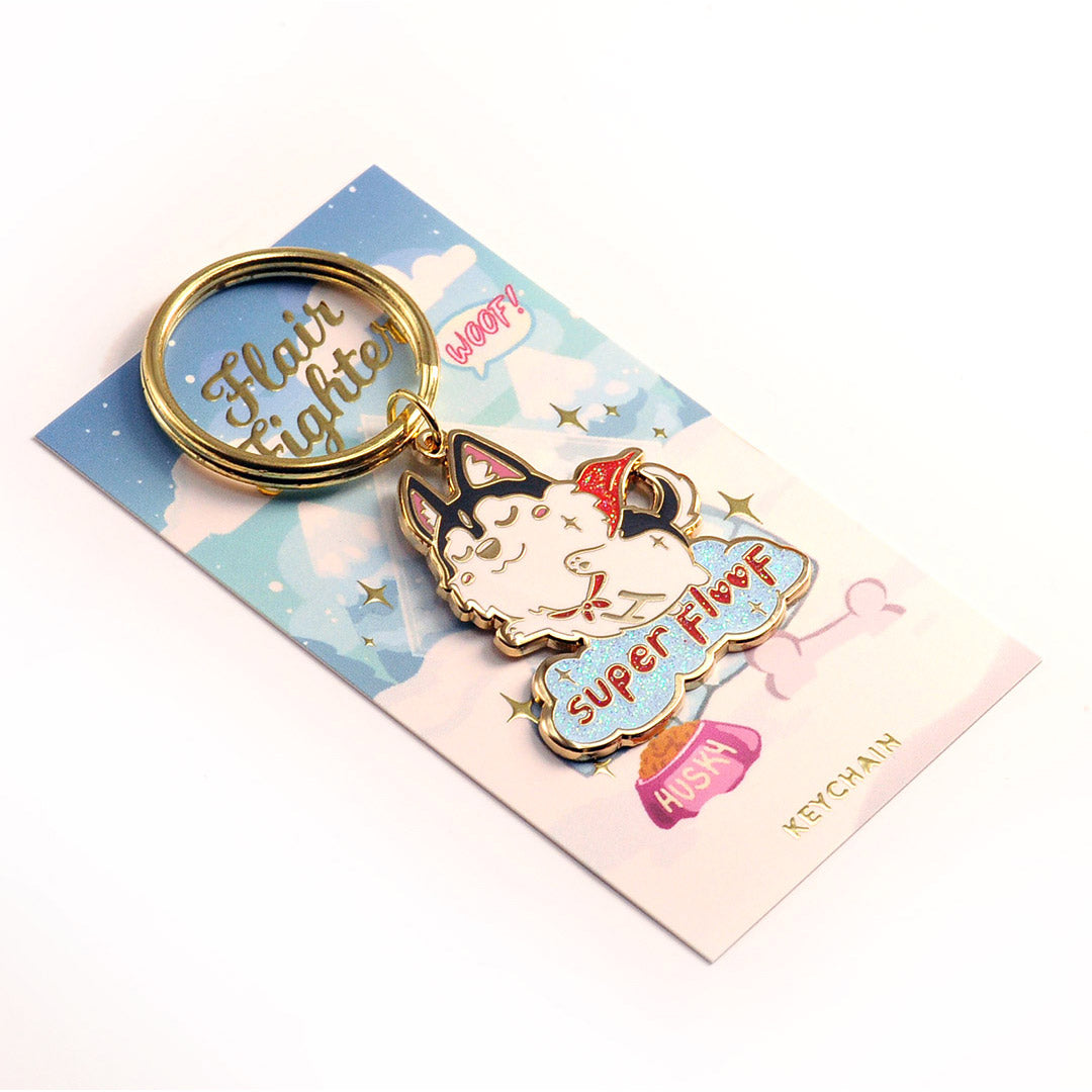 Super Floof Hero Husky Enamel Keychain  Flair Fighter   