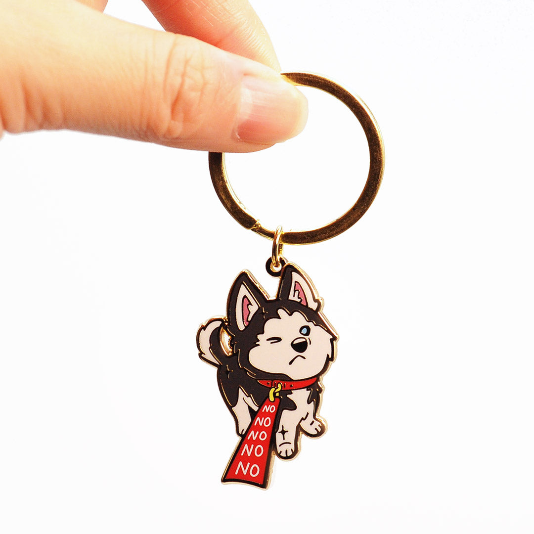 Stubborn Husky Enamel Keychain  Flair Fighter   
