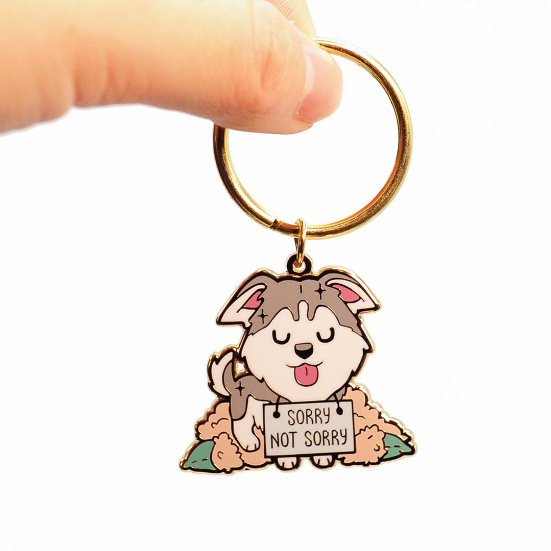 "Sorry Not Sorry" Husky Enamel Keychain  Flair Fighter   