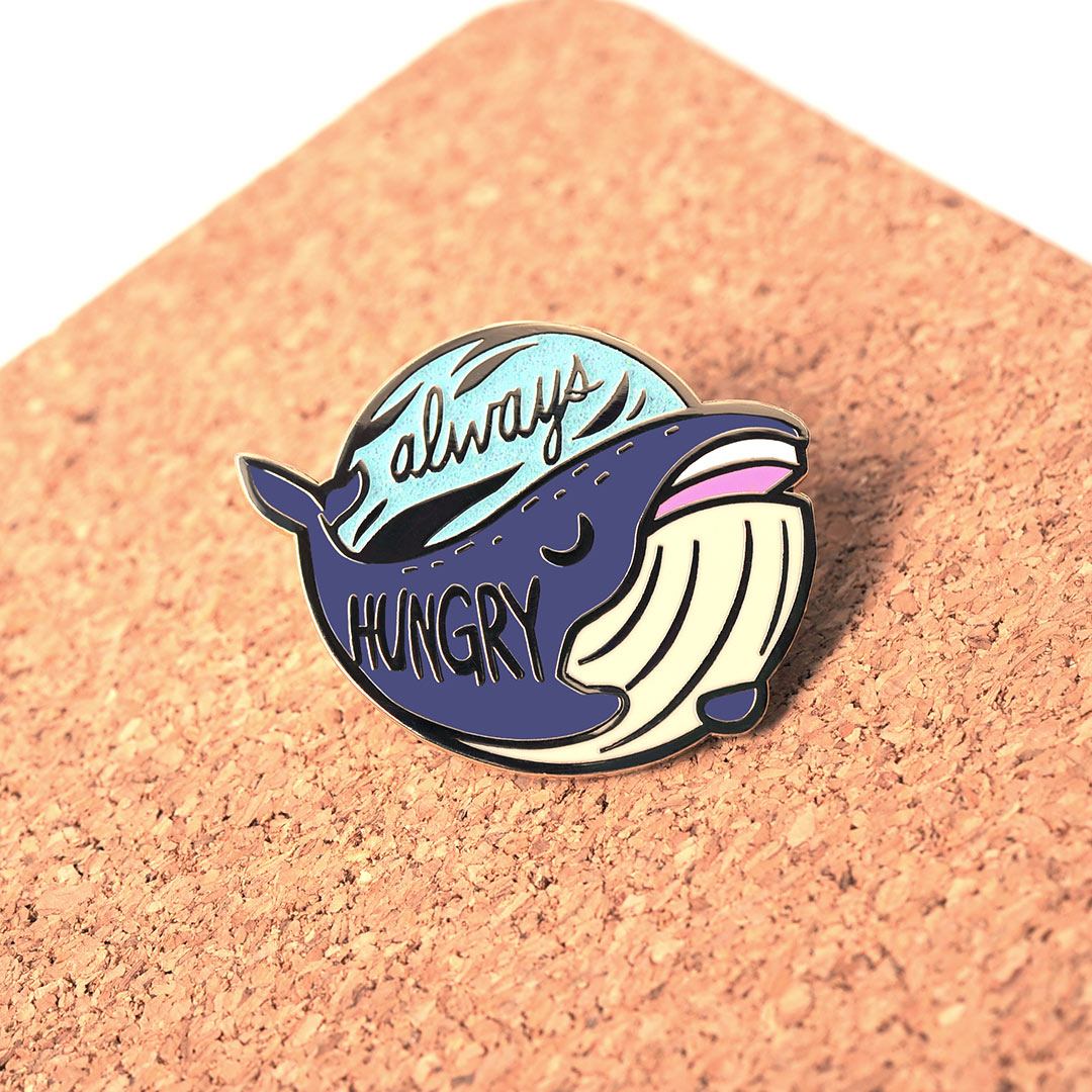 "Always Hungry" Blue Whale Enamel Pin Brooches & Lapel Pins Flair Fighter   