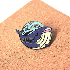 "Always Hungry" Blue Whale Enamel Pin Brooches & Lapel Pins Flair Fighter   
