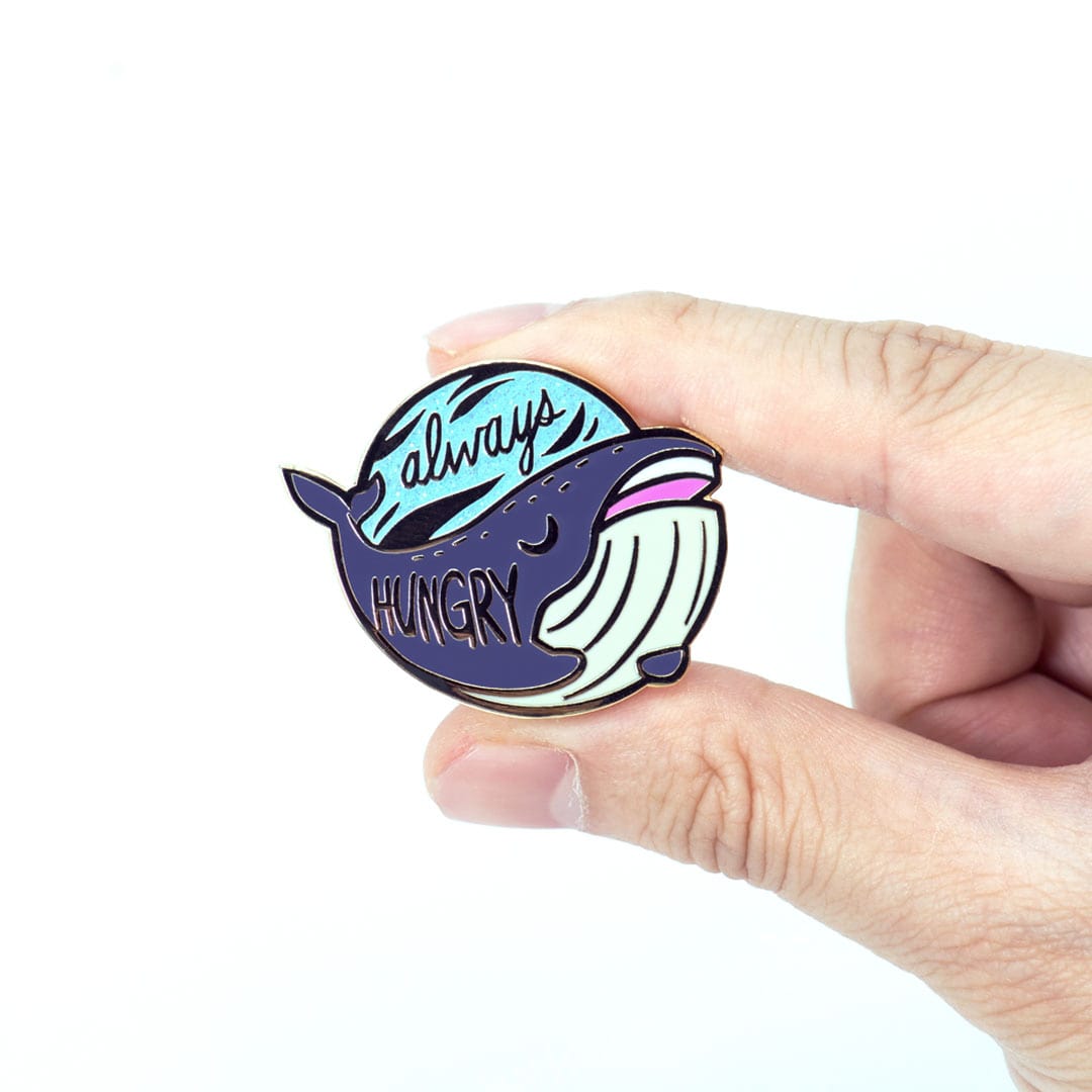 "Always Hungry" Blue Whale Enamel Pin Brooches & Lapel Pins Flair Fighter   