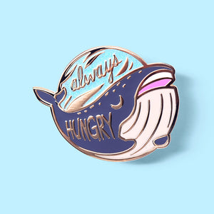 "Always Hungry" Blue Whale Enamel Pin Brooches & Lapel Pins Flair Fighter   