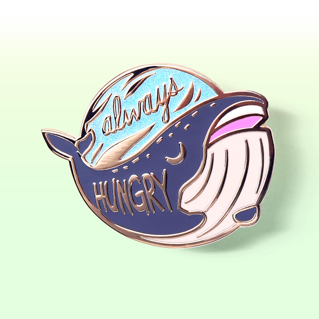 "Always Hungry" Blue Whale Enamel Pin Brooches & Lapel Pins Flair Fighter   
