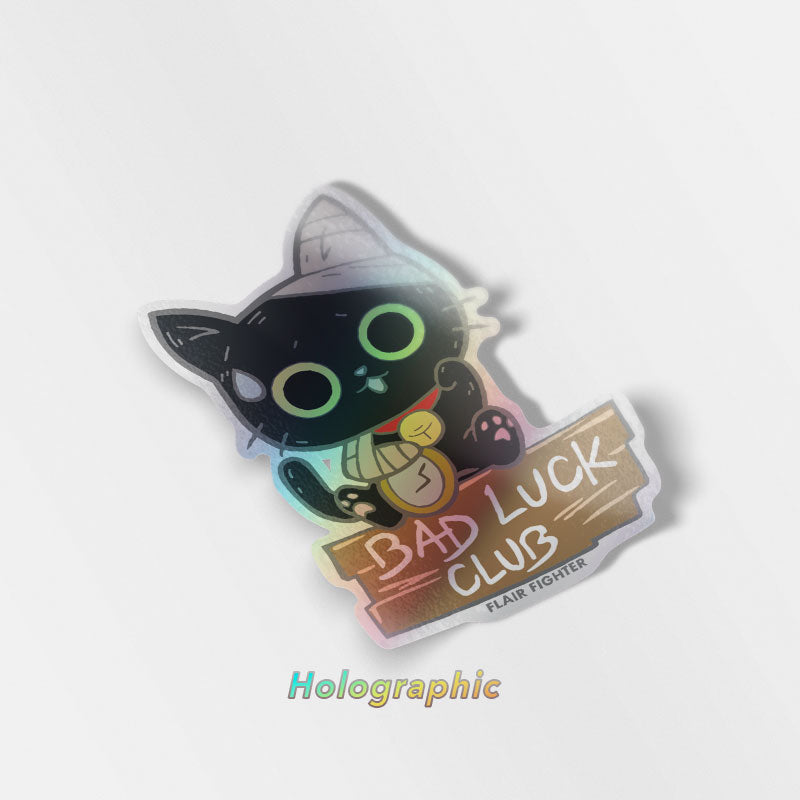 Bad Luck Club Black Cat Holographic Vinyl Sticker Decorative Stickers Flair Fighter   