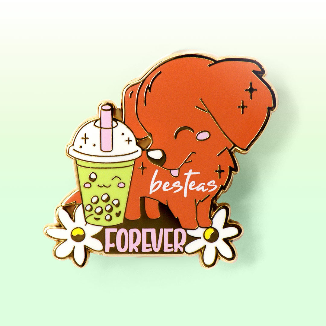 "Besteas Forever" Golden Retriever Enamel Pin Brooches & Lapel Pins Flair Fighter   