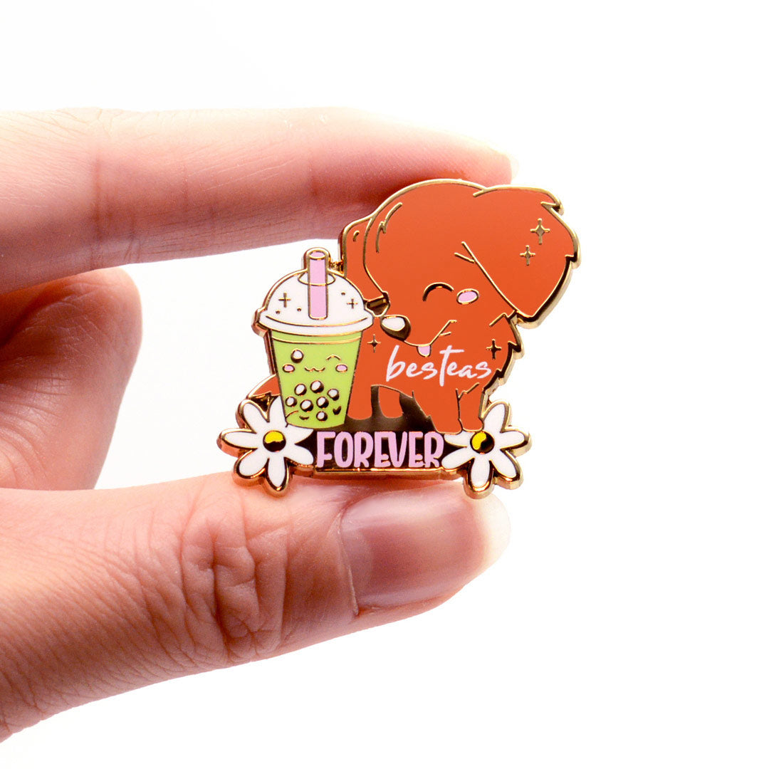 "Besteas Forever" Golden Retriever Enamel Pin Brooches & Lapel Pins Flair Fighter   