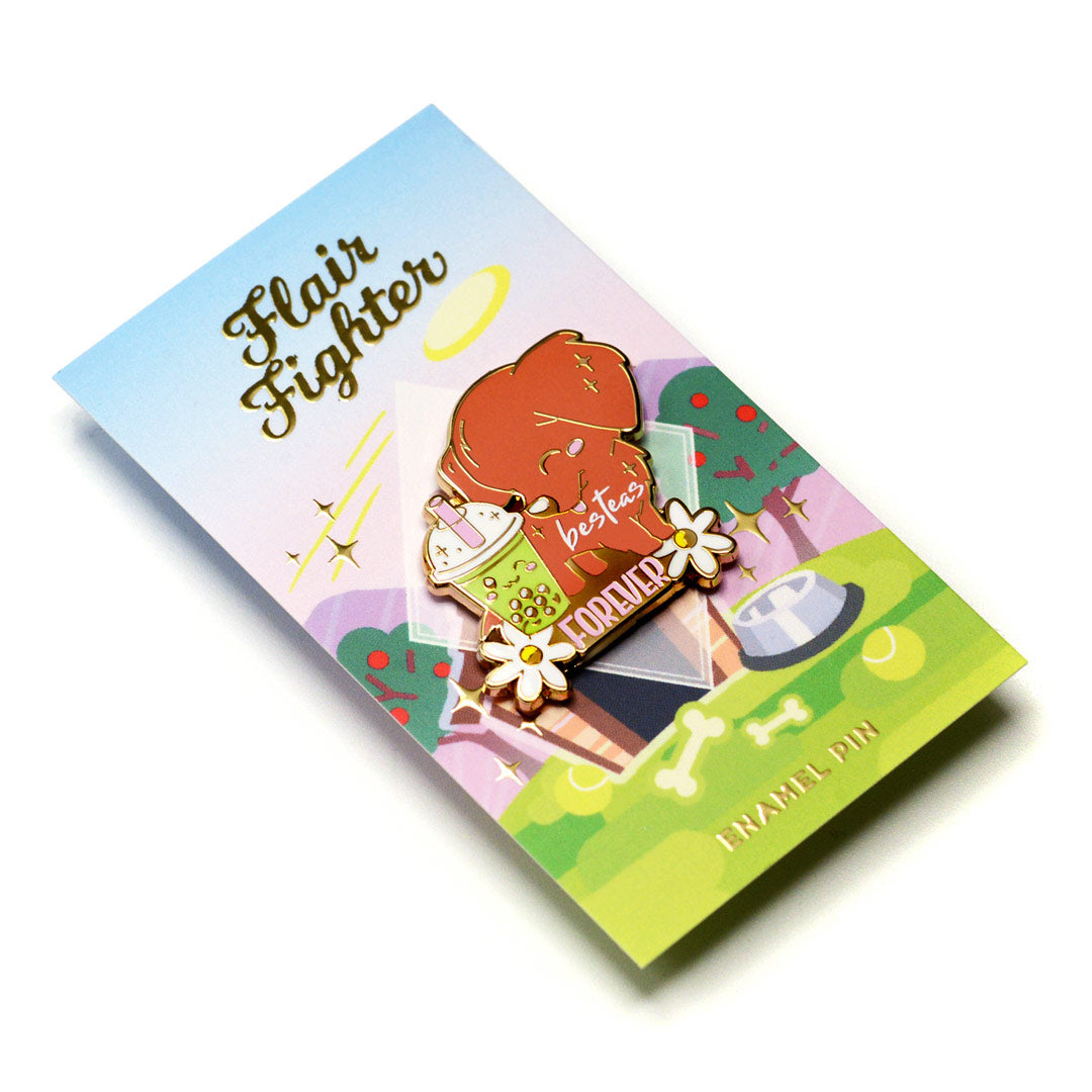 "Besteas Forever" Golden Retriever Enamel Pin Brooches & Lapel Pins Flair Fighter   