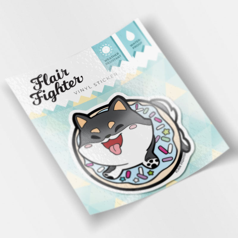 Black & Tan Shiba Inu Donut Vinyl Sticker Decorative Stickers Flair Fighter   
