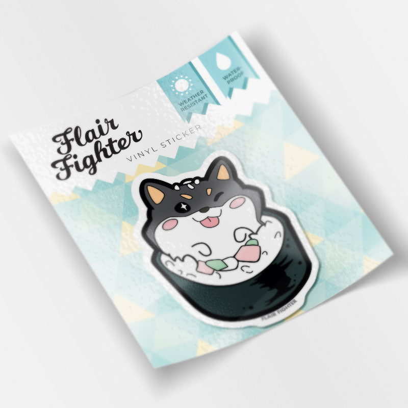Black & Tan Shiba Inu Maki Sushi Roll Vinyl Sticker Decorative Stickers Flair Fighter   