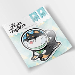 Black & Tan Shiba Inu Space Dog Vinyl Sticker Decorative Stickers Flair Fighter   