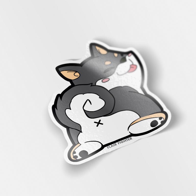 Black & Tan Shiba Inu Sploot Vinyl Sticker Decorative Stickers Flair Fighter   