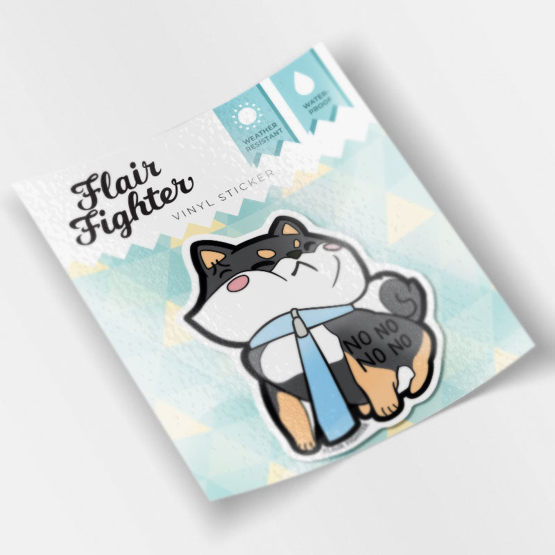 Stubborn Black & Tan Shiba Inu NO NO NO NO Vinyl Sticker Decorative Stickers Flair Fighter   