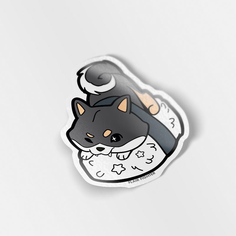 Black & Tan Shiba Inu Sushi Vinyl Sticker Decorative Stickers Flair Fighter   