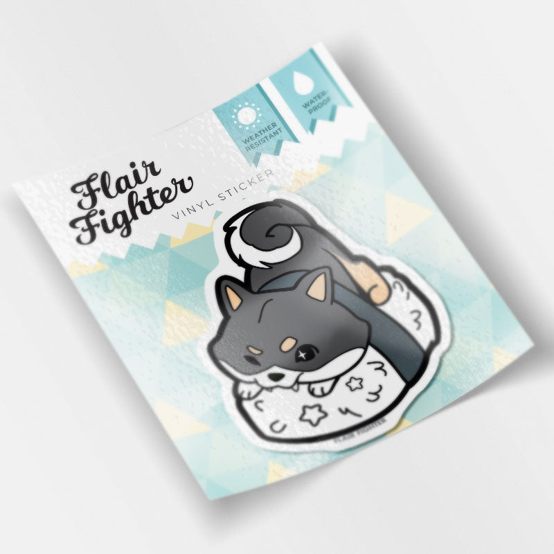 Black & Tan Shiba Inu Sushi Vinyl Sticker Decorative Stickers Flair Fighter   