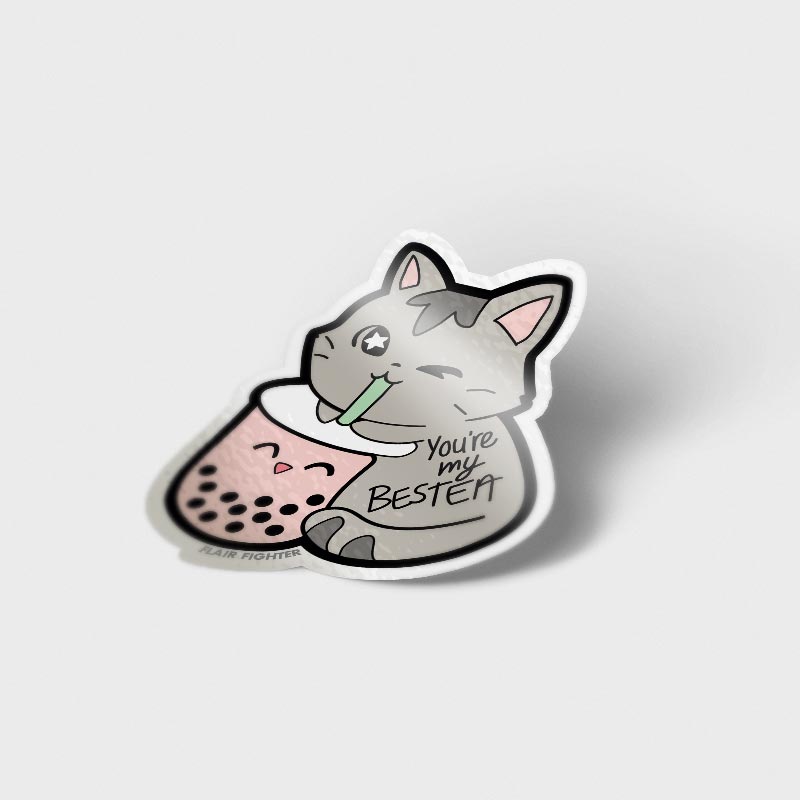 You're My Bestea Boba Cat Vinyl Sticker Decorative Stickers Flair Fighter   